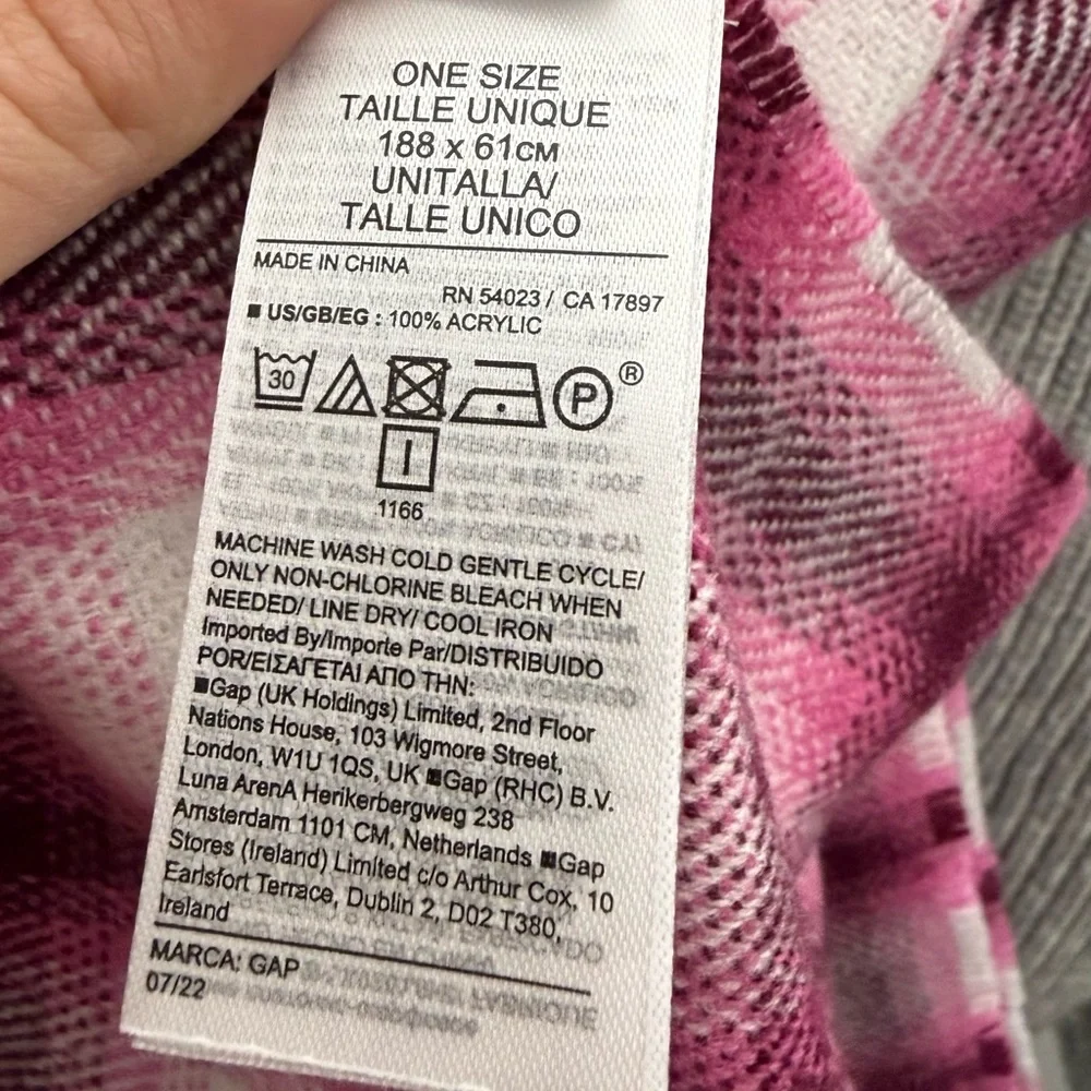 GAP Pink and White Plaid Scarf